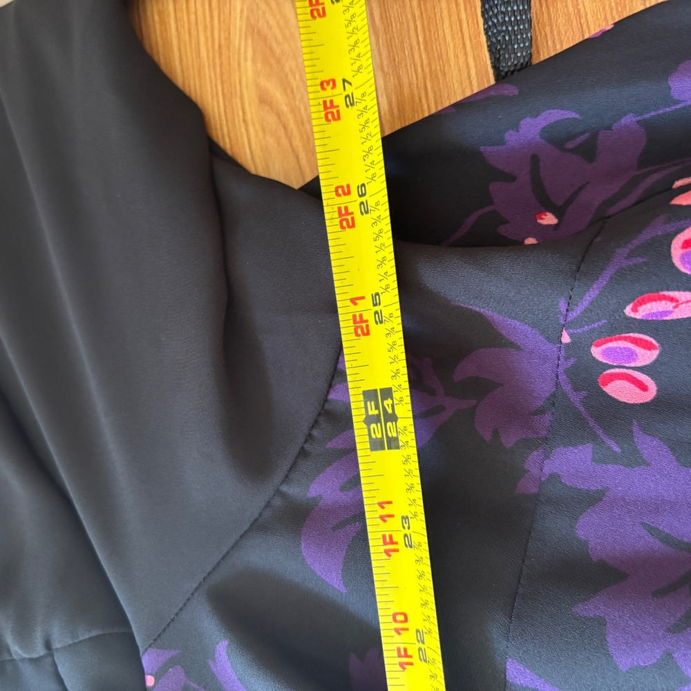 Liz Claiborne 2X Floral Tunic Blouse Bell Sleeve Black Purple Pink Boho Plus - Picture 6 of 8